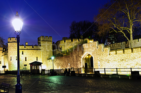 Tower of London walls at night Stock photo © elenaphoto