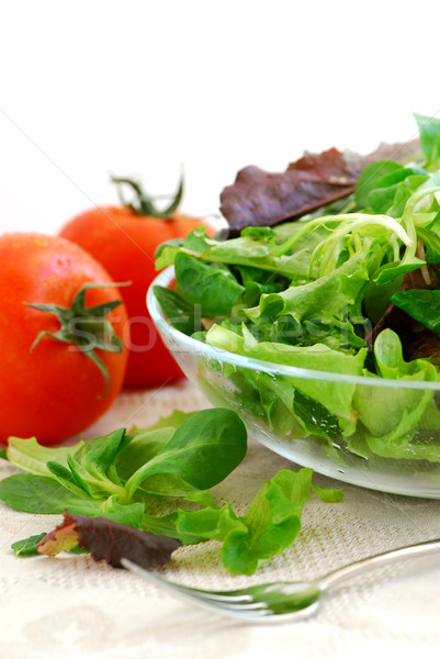 ストックフォト: 赤ちゃん · 菜 · トマト · 新鮮な · サラダ · 白