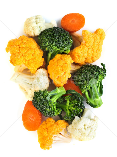 Brokkoli Blumenkohl Karotten isoliert weiß Essen Stock foto © elenaphoto