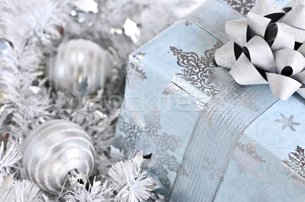 クリスマス ギフトボックス 銀 ボックス 青 ストックフォト © elenaphoto