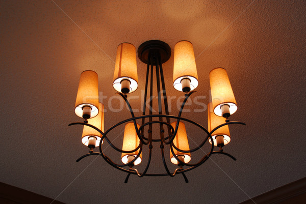 Lumière maison intérieur modernes jaune décoration Photo stock © elenaphoto