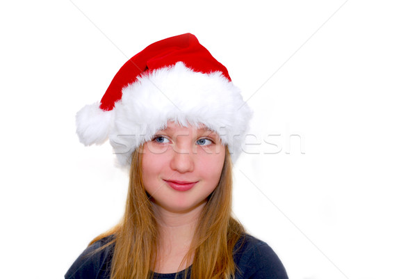 Fille portrait jeune fille chapeau isolé [[stock_photo]] © elenaphoto