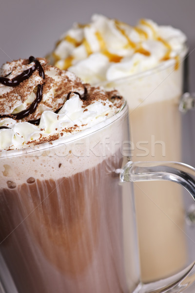 горячий шоколад кофе напитки взбитые сливки шоколадом Кубок Сток-фото © elenaphoto
