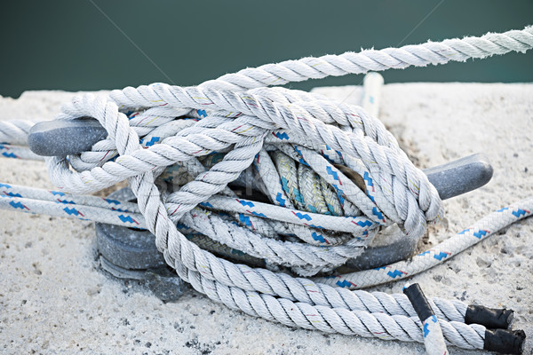 Ropes on cleat Stock photo © elenaphoto