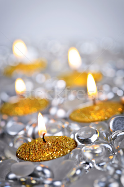 Gold Christmas candles Stock photo © elenaphoto