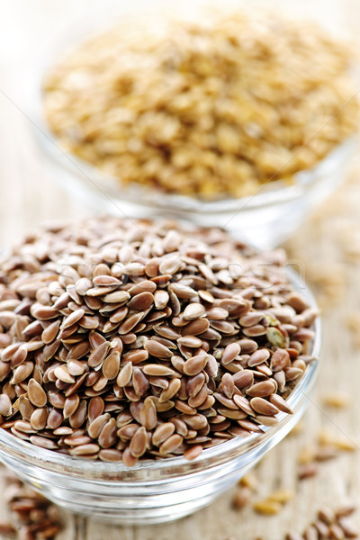 Brown and golden flax seed Stock photo © elenaphoto