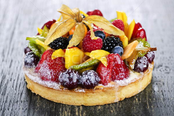 Mixed tropical fruit tart Stock photo © elenaphoto