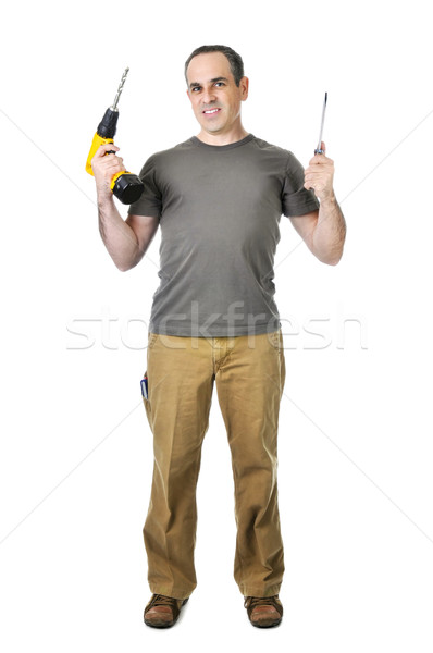 Handyman with a drill and screwdriver Stock photo © elenaphoto