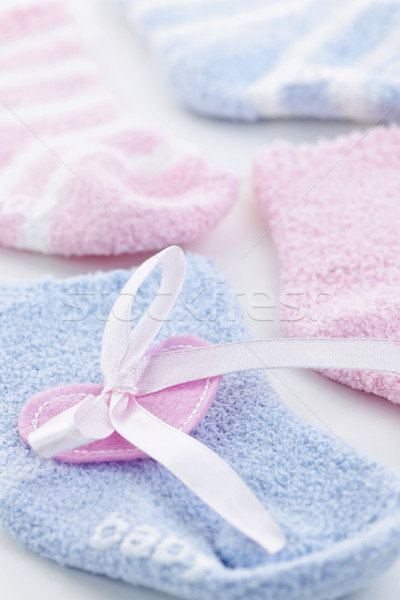 Baby sokken geschenk roze Blauw zuigeling Stockfoto © elenaphoto