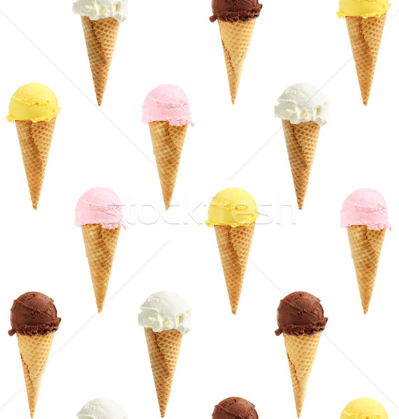 Stock photo: Seamless background of ice cream cones