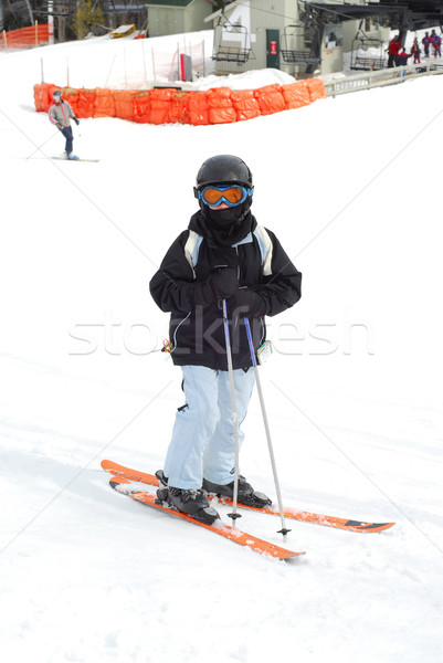 Child downhill ski Stock photo © elenaphoto