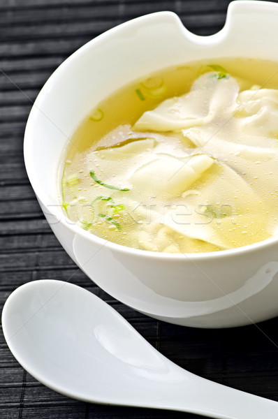 Zuppa bianco ciotola cucchiaio ristorante asian Foto d'archivio © elenaphoto