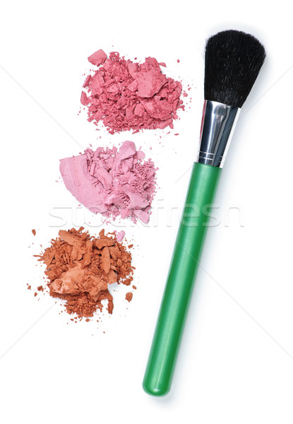 Crushed cosmetics with makeup brush Stock photo © elenaphoto