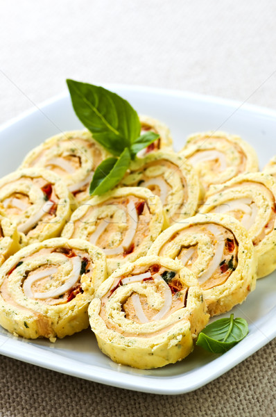 Mini sandwich spiral roll appetizers Stock photo © elenaphoto