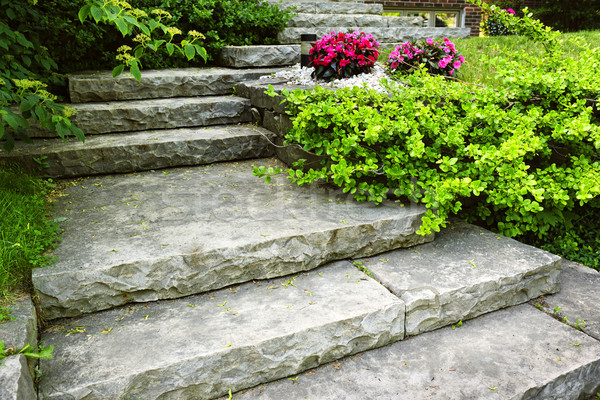 Kő lépcsősor tereprendezés természetes otthon kert Stock fotó © elenaphoto