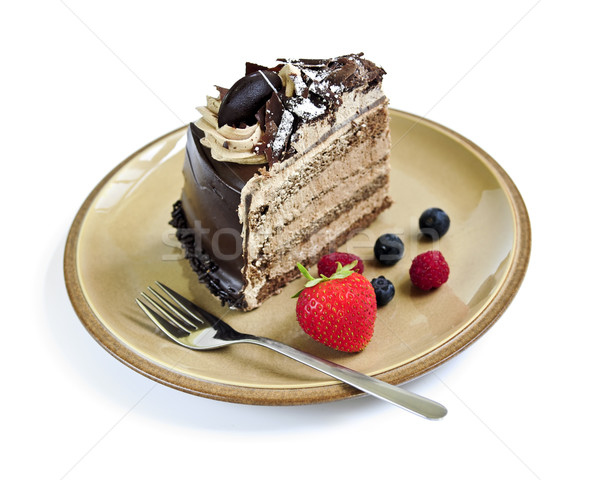 ストックフォト: スライス · チョコレートムース · ケーキ · 務め · プレート