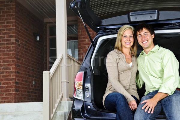 Couple sitting in back of car Stock photo © elenaphoto