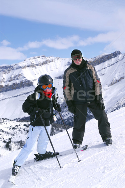 Skiing in mountains Stock photo © elenaphoto