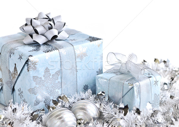 クリスマス ギフトボックス 銀 白 ボックス ストックフォト © elenaphoto