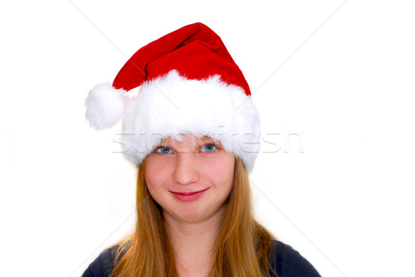 Fille portrait jeune fille chapeau isolé [[stock_photo]] © elenaphoto