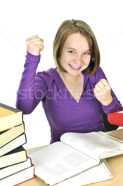 Foto d'archivio: Studiare · felice · desk · ragazza · bambini