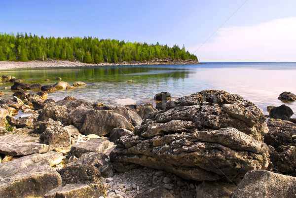 Rocks at shore of Georgian Bay Stock photo © elenaphoto