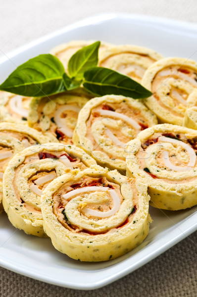 Mini sandwich spiral roll appetizers Stock photo © elenaphoto