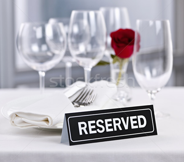 Reserved table at romantic restaurant Stock photo © elenaphoto