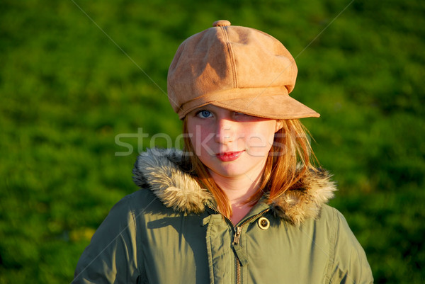 少女 冬 帽子 小さな 笑みを浮かべて 秋 ストックフォト © elenaphoto