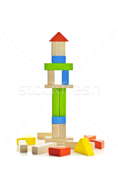 Wooden block tower Stock photo © elenaphoto