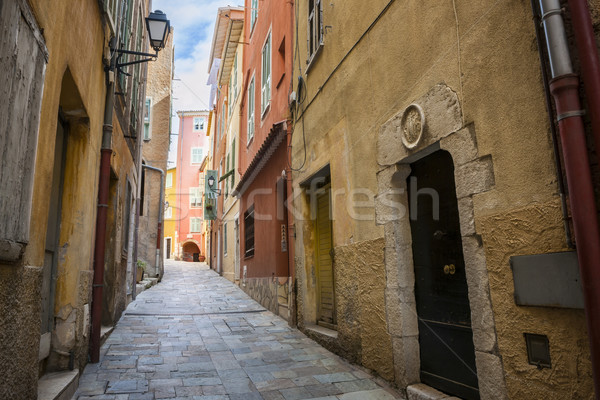 Medieval street in Villefranche-sur-Mer Stock photo © elenaphoto