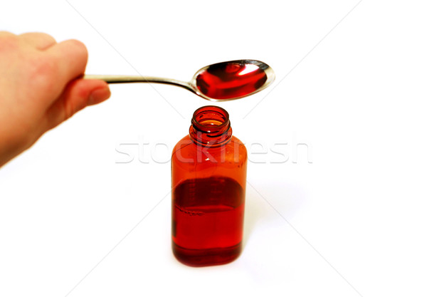 öksürük şurup kaşık şişe sığ alan Stok fotoğraf © elenaphoto
