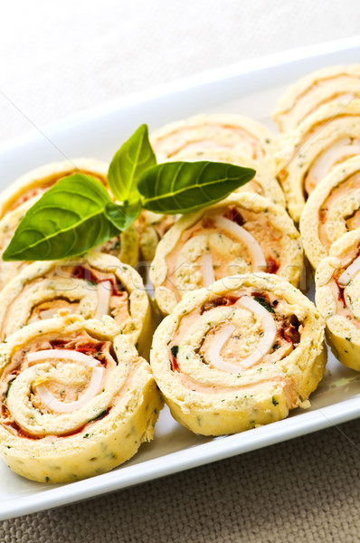 Mini sandwich spiral roll appetizers Stock photo © elenaphoto