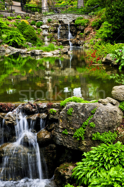 Foto stock: Cachoeira · lagoa · japonês · jardim · água · primavera