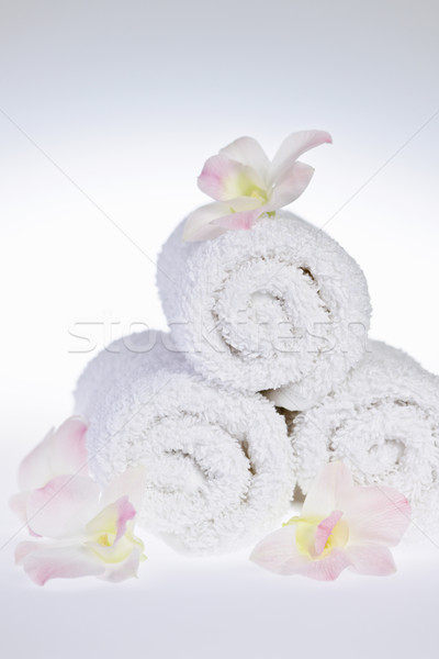 White rolled up spa towels Stock photo © elenaphoto