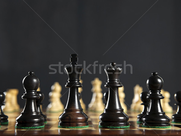 Piezas de ajedrez bordo tablero de ajedrez ajedrez Foto stock © elenaphoto
