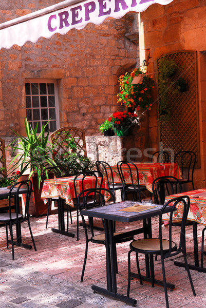 Restaurant patio medieval oraş constructii stradă Imagine de stoc © elenaphoto