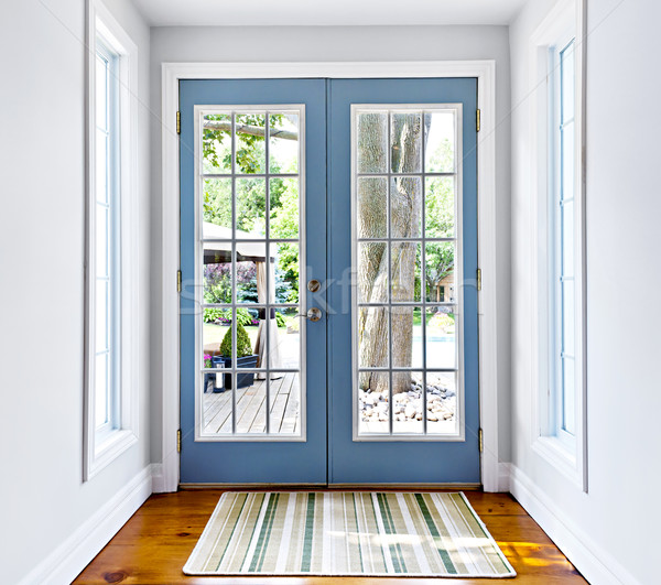 Französisch Terrasse Glas Tür Double Türen Stock foto © elenaphoto