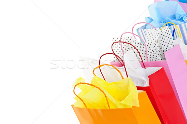 Stock fotó: Bevásárlótáskák · sok · színes · fehér · kék · bolt