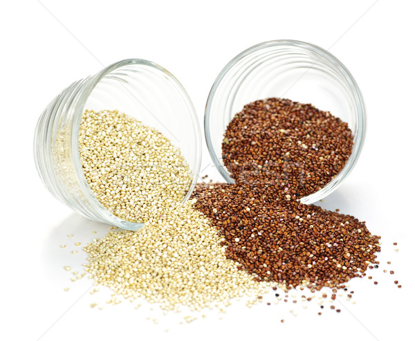 Red and white quinoa grain in bowls Stock photo © elenaphoto