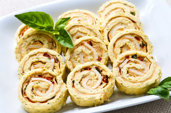 Mini sandwich spiral roll appetizers Stock photo © elenaphoto