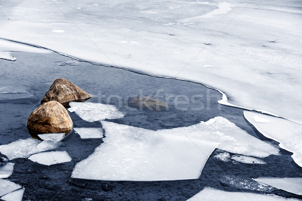 Glaciale rive hiver brisé glace Photo stock © elenaphoto
