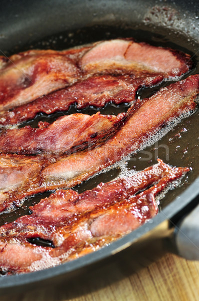 Bacon frigideira tiras carne de volta porco Foto stock © elenaphoto