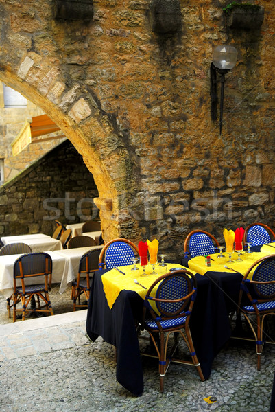 Mittelalterlichen Frankreich Restaurant Terrasse Wände Region Stock foto © elenaphoto