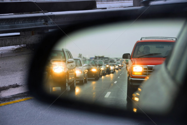 Engarrafamento espelho carro luz viajar urbano Foto stock © elenaphoto