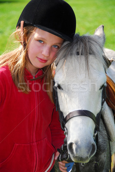 Stok fotoğraf: Kız · midilli · portre · genç · kız · beyaz · mutlu