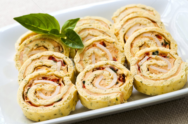 Mini sandwich spiral roll appetizers Stock photo © elenaphoto