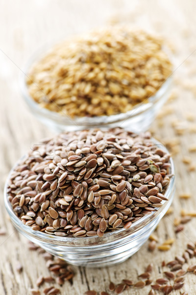 Brown and golden flax seed Stock photo © elenaphoto