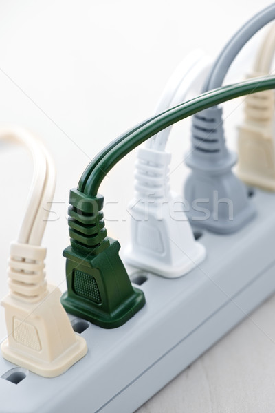 Wires plugged into power bar Stock photo © elenaphoto