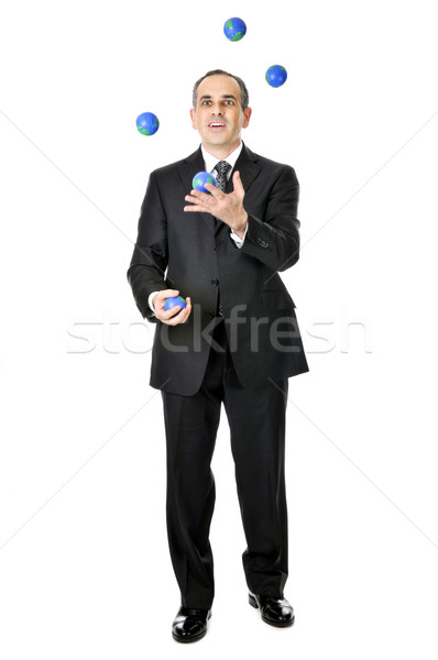 [[stock_photo]]: Affaires · jonglerie · homme · d'affaires · costume · planète · terre